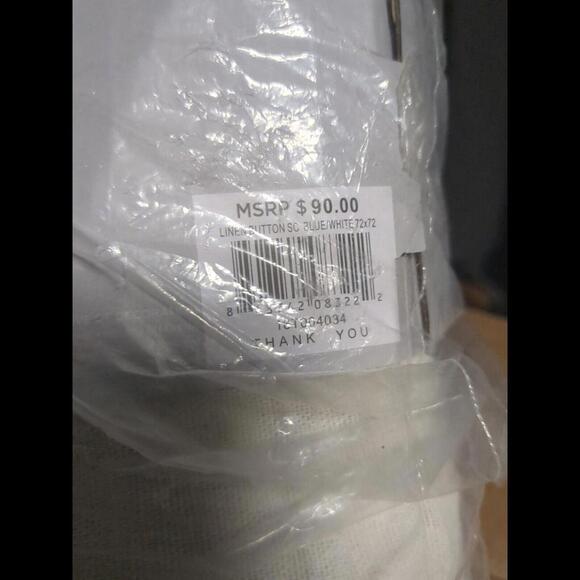 Lush Decor Linen Button Shower Curtain, 72" x 72", Blue & Off-White - Picture 4 of 4